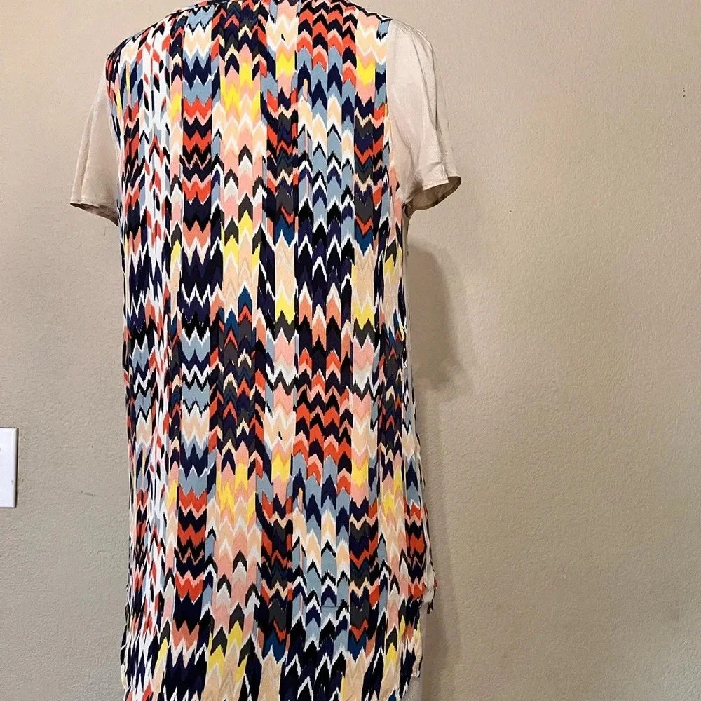 Women’s Anthropologie Maeve multi colored sheer business casual top art to‎ wear